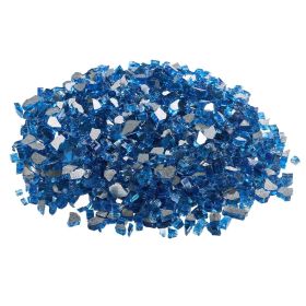 Fire Glass, 10LBS / 4.5KG High-Temperature Resistant Fireplace Rocks, 1/2-Inch / 12.7 mm Reflective & Smokeless Firepit Glass Rock