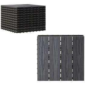 12x12 Interlocking Patio Tiles, 11PCS WPC Quick Interlocking, Resistant To Rot and Splintering, DIY, for Porch, Balcony, Grey