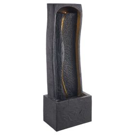 Outdoor Water Fountain, 38.58 in Height Fountain and Waterfall, 1-Tier Floor Standing Rock Base Style Fountains with with LED Light and Pump