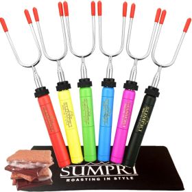 Smores Sticks For Fire Pit - Marshmallow Roasting Sticks For Campfire, Rotating Smore Sticks Set of 6 - Safe