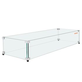 Glass Wind Guard for Rectangular Fire Pit Table 36 x 16 x 7.5 Inch