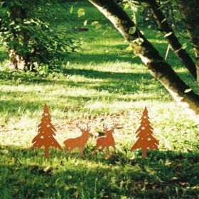 CIFbuy Antique Metal Deer And Tree Sculpture Set Rustic Garden Statues Lawn Patio Decor Farmhouse Outdoor Yard Art (TikTok, Temu Pick-up Service) (Option: Defaulttitle)