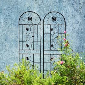 2 Pack Metal Garden Trellis 71" x 19.7" Rustproof Trellis for Climbing Plants Outdoor Flower Support Black (Color: as Pic)