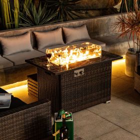 44inch Outdoor Fire Pit Table, Propane Fire Table with Ceramic Tabletop Gas Fire Table (Color: as Pic)